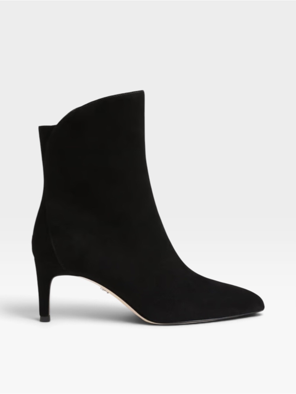 SAM EDELMAN Booties NEW USHA Kitten Heel Pointed Toe Suede Leather Black 5.5